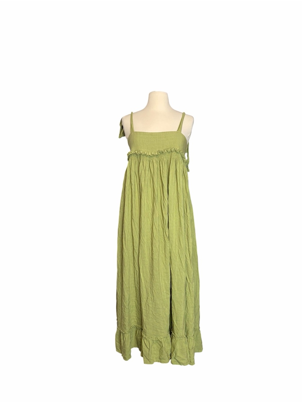 Free People Gretchen Convertible Pinafore Green Luna Moth Maxi Dress